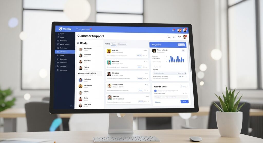 Chat software dashboard used for handling e-commerce inquiries and orders