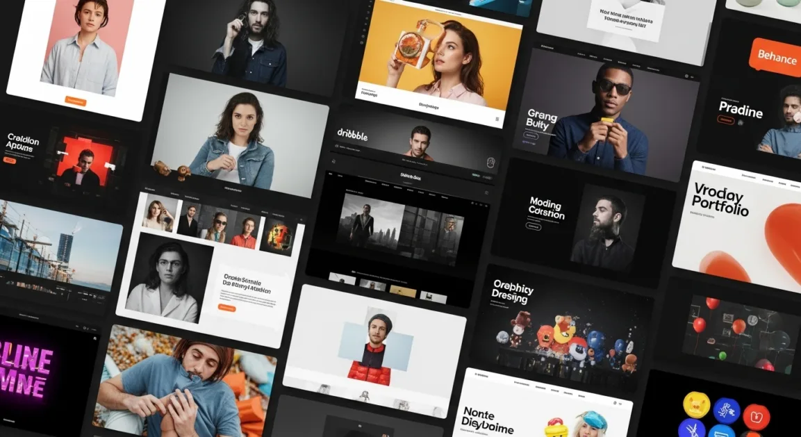 Creative graphic design portfolios showcased on platforms like Behance, Dribbble, and Adobe Portfolio.