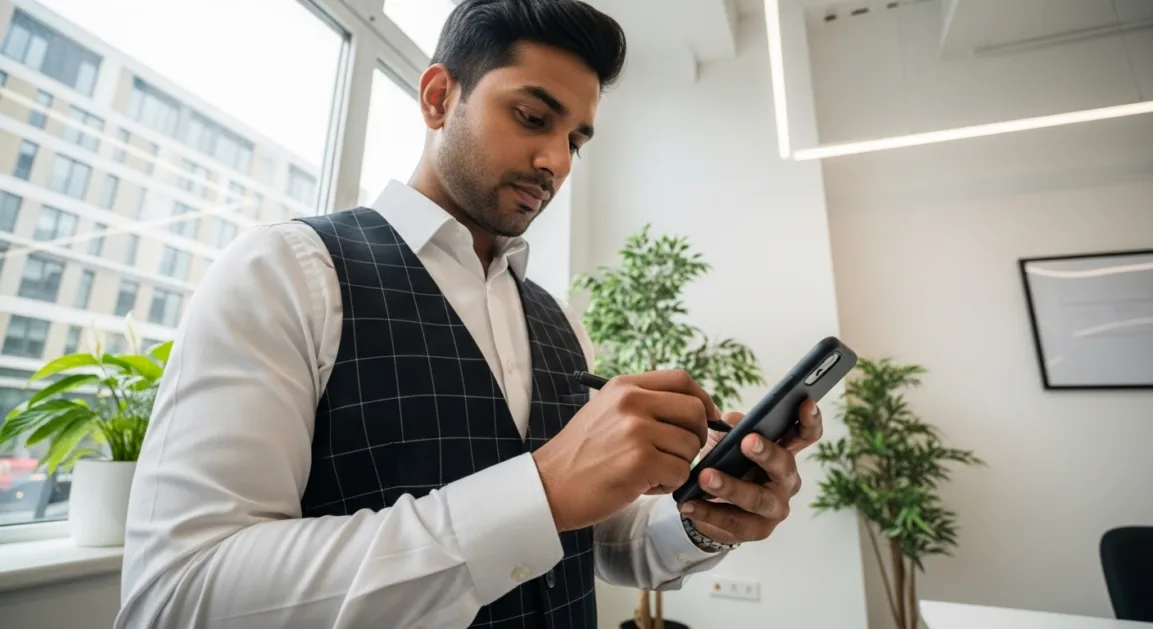 Person submitting franchise application through Amazon Flex mobile app