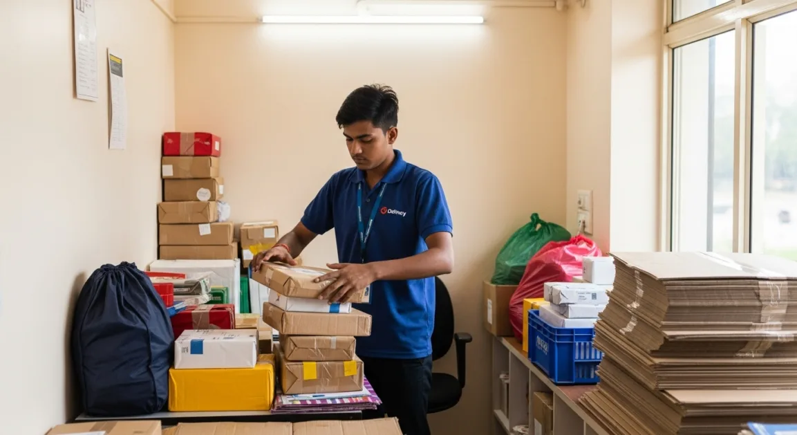 Delivery team organizing parcels for efficient delivery