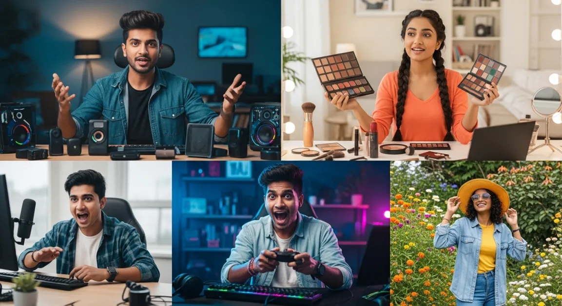 विभिन्न निश में काम करते भारतीय YouTubers की झलक - टेक, गेमिंग, लाइफस्टाइल